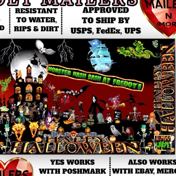 ( Quantity 25 10x13 ) Halloween Monster Bash Poly Mailer Bags Shipping Envelopes - Picture 4 of 4